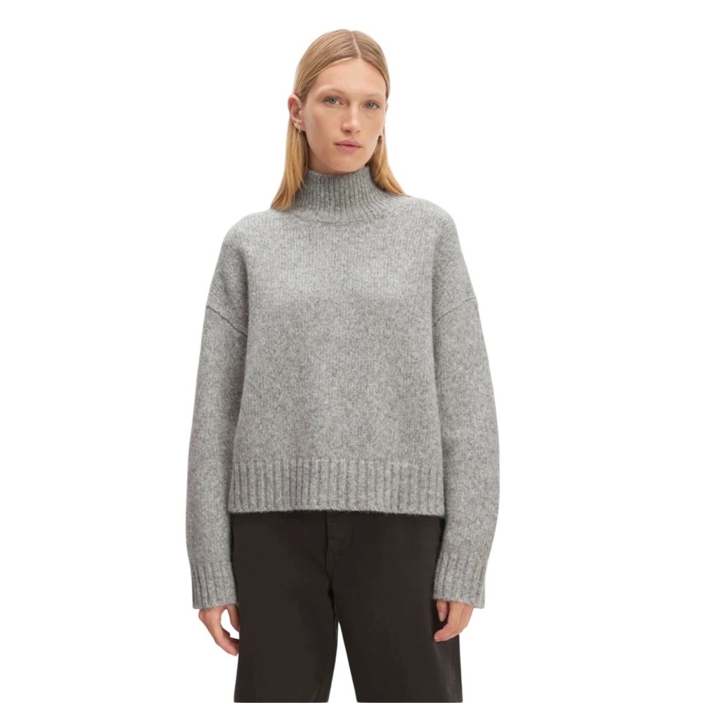 Everlane The Cloud Oversized Turtleneck Sweater Gray Merino Alpaca Wool Size S